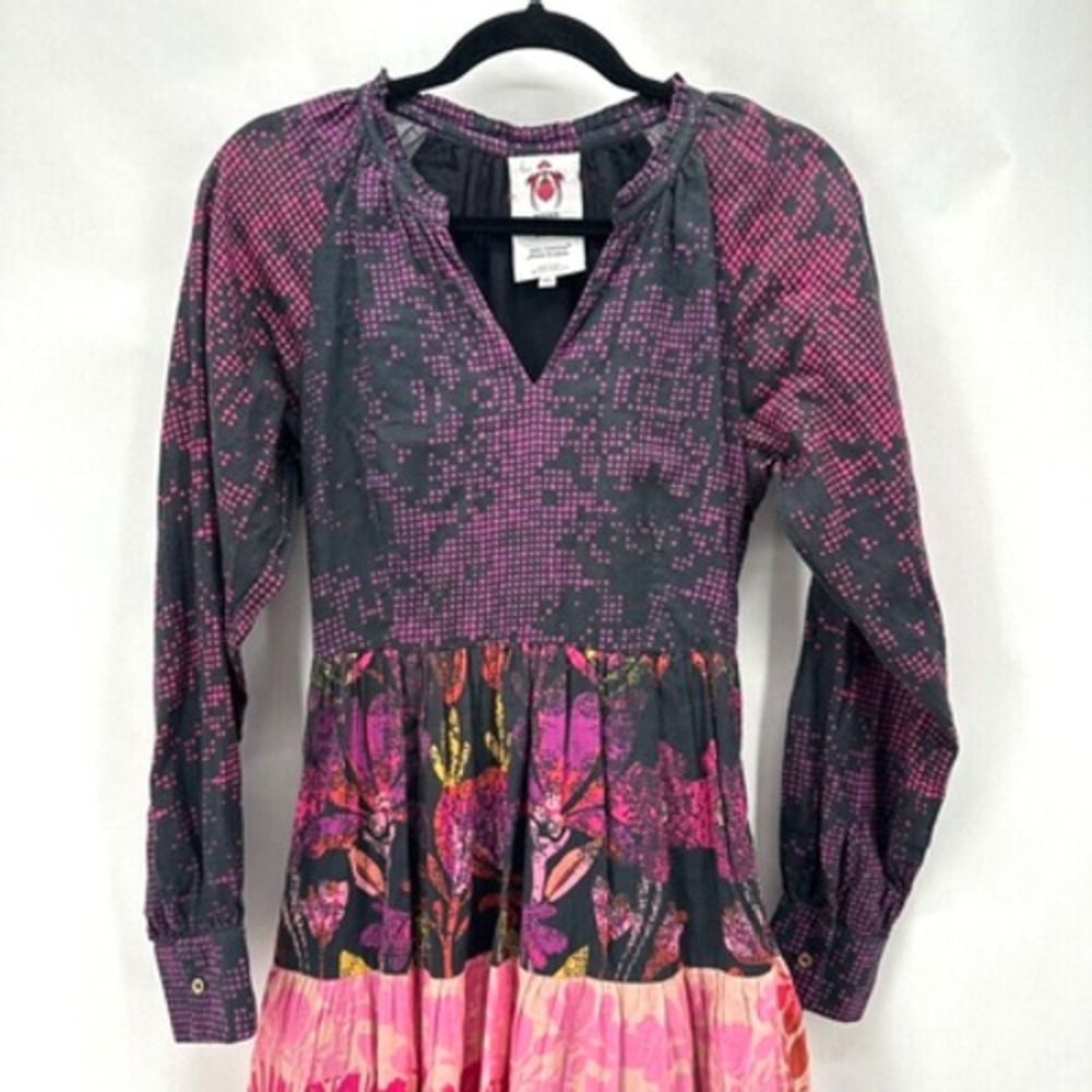 Roopa Pemmaraju Calla‎ Tiered Maxi Dress Size XS Floral Long Sleeve Boho Cottage - Picture 3 of 11